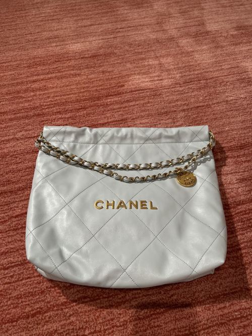 Chanel 22 Bag Small Size in Light Blue Quilted Leather with Gold Hardware 1 Chanel 22 Bag Small Size in Light Blue Quilted Leather with Gold Hardware