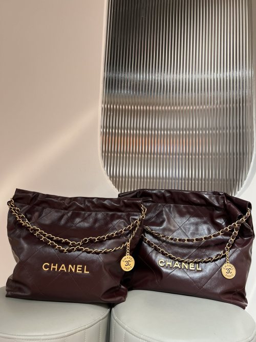 Chanel 22 Bag Burgundy Leather Gold Hardware Chain Shoulder Bag 1 Chanel 22 Bag Burgundy Leather Gold Hardware Chain Shoulder Bag