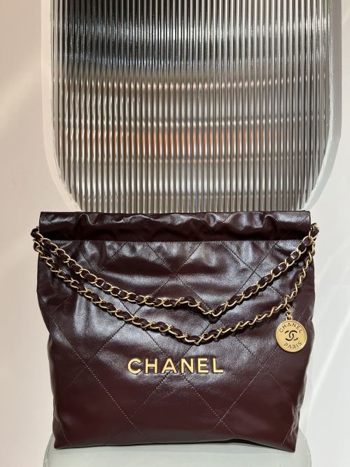 Chanel 22 Bag Small Calfskin Leather Brown Gold-Tone Metal 35 x 37 x 7 cm 1 Chanel 22 Bag Small Calfskin Leather Brown Gold-Tone Metal 35 x 37 x 7 cm