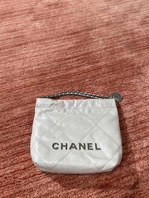 Chanel 22 Bag Mini Top-Grade Calfskin Leather Grey Silver Hardware, 20x19x6cm 1 Chanel 22 Bag Mini Top-Grade Calfskin Leather Grey Silver Hardware, 20x19x6cm