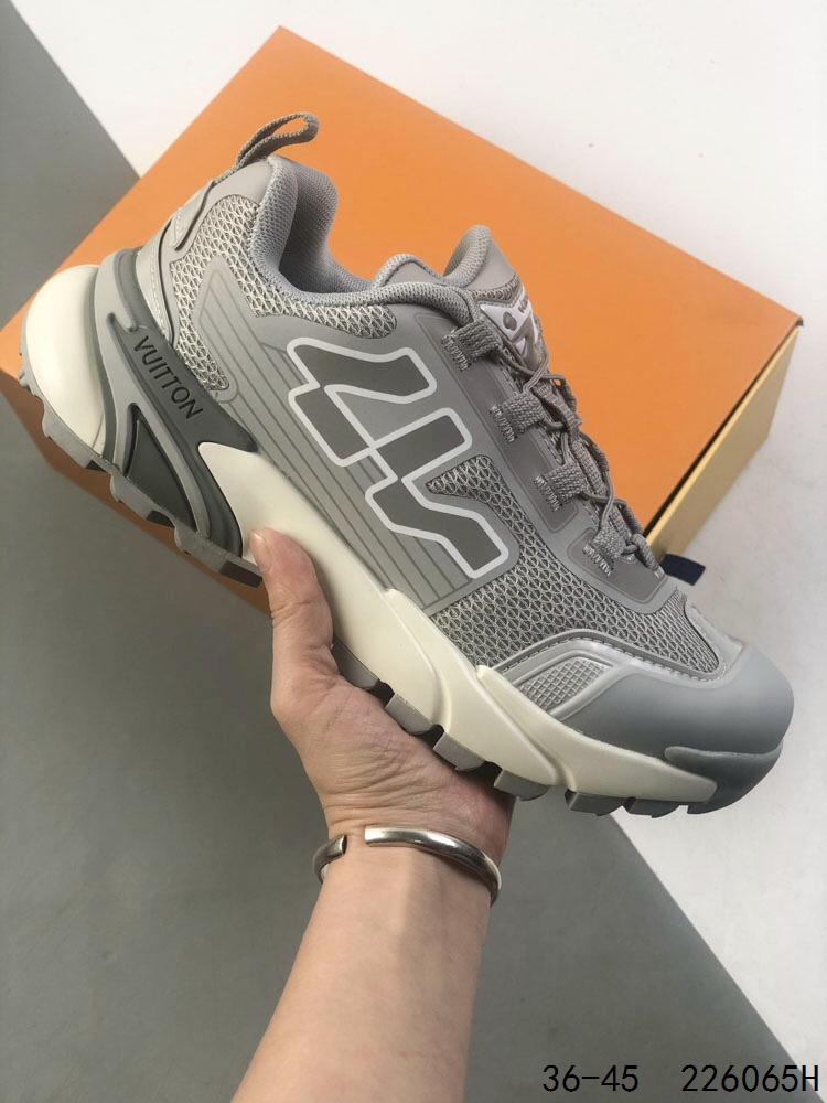 Louis Vuitton Runner Tatic Sneakers Gray Mesh Lace-up Athletic Shoes 2 i1746885732 6651 0