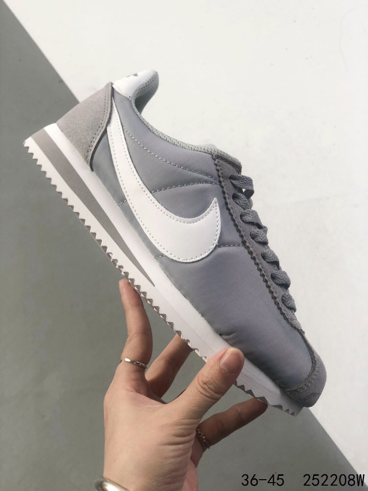 Nike Classic Cortez Nylon Sneakers, Grey & White, Lightweight Comfort 5 i1746889017 614 3