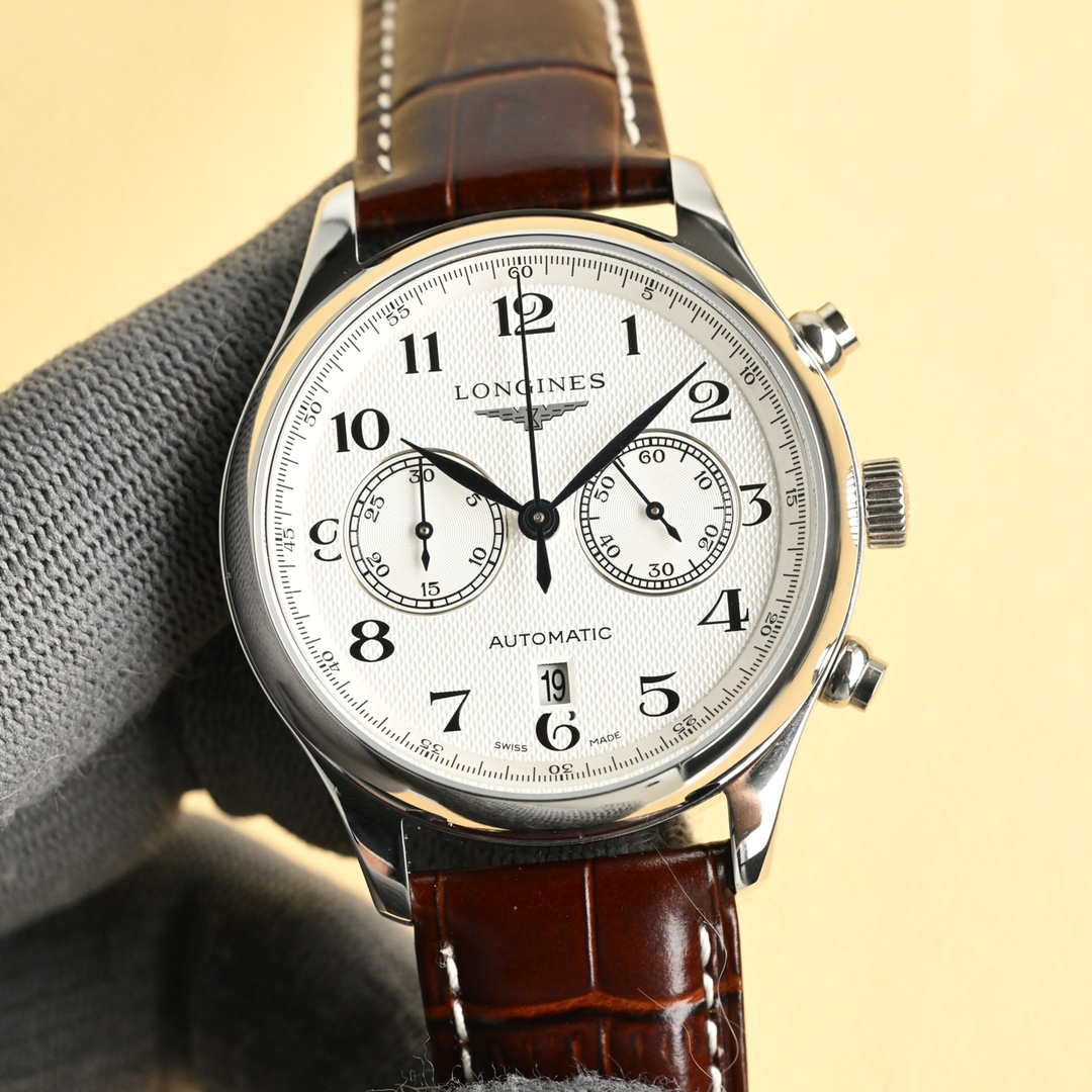 NO:337107,Belt Steel Belt Newly launched Longines L2.759.4 five-needle multi-functional machinery  The small second hand is equipped with 24-hour display and month. The second hand in the center of the date is rotated clockwise, and the 6-hour position is equipped with a 12-hour cumulative timing disc. [Movement] is equipped with Shanghai fully automatic mechanical movement and original L.2 Tube upgraded and improved version. The technology is mature and stable. The power reserve is up to 48 hours. [Case] ​​