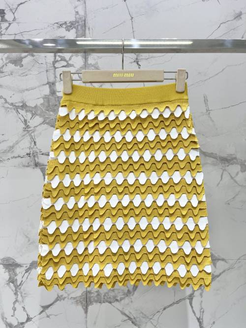 Miu Miu Cotton Fan-Shaped Bodycon Mini Skirt - Summer Limited Edition 1 Miu Miu Cotton Fan-Shaped Bodycon Mini Skirt - Summer Limited Edition