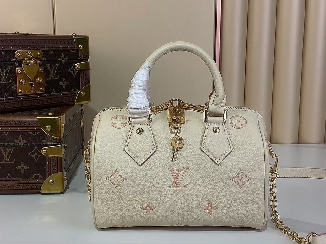 【Speedy Bandoulière  手袋】M14291 奶杏色（提花）视频参考 Six...