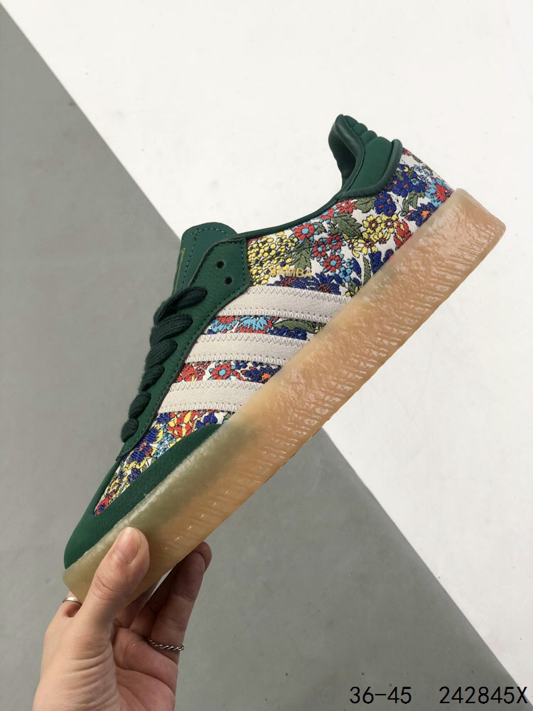 Adidas Sambae Valentine Xlg, Green Floral Leather Low-Top Sneakers 7 i1746983536 8013 5
