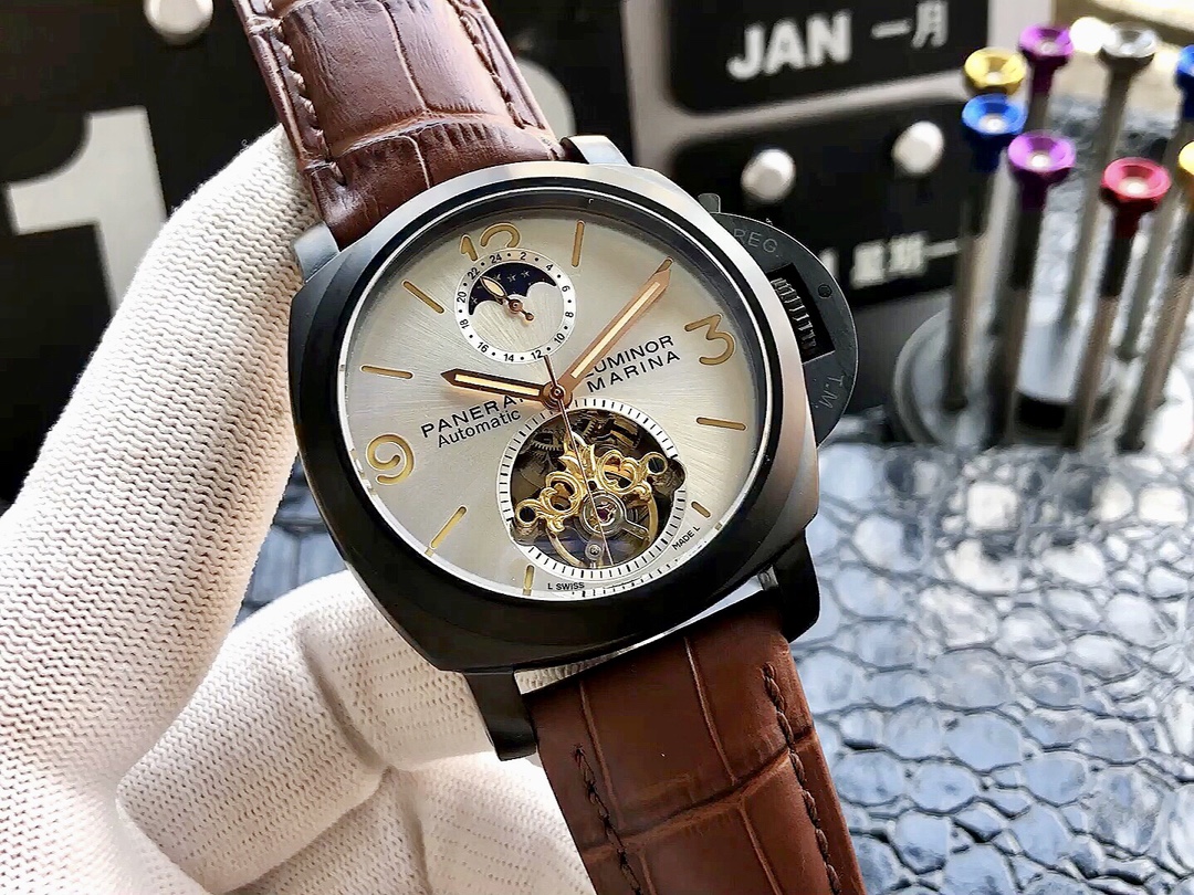 Panerai Luminor Marina Automatic Men's Watch - Brown Leather Strap, 45mm