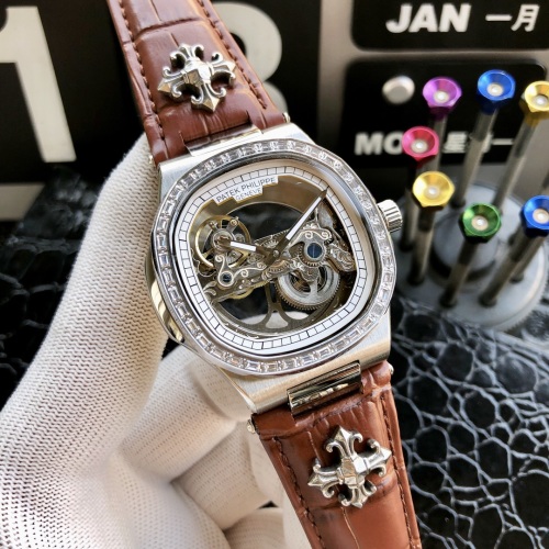 Patek Philippe Nautilus Luxury Men's Watch - Skeleton Mechanical, Leather Band 1 Patek Philippe Nautilus Luxury Men's Watch - Skeleton Mechanical, Leather Band