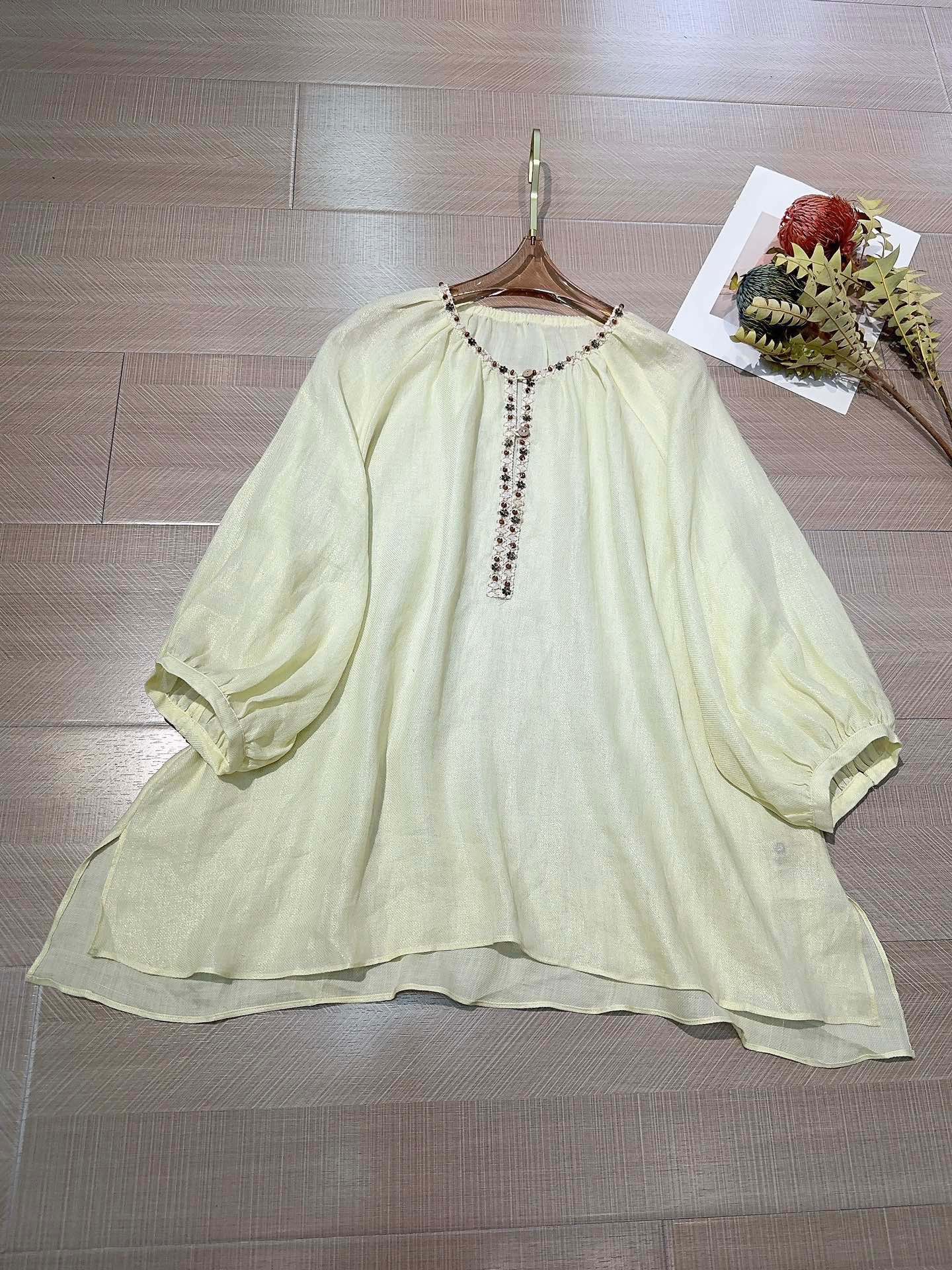 Elegant Linen Top with Embroidered Details | French Resort Style 5 i1747023695 8004 4