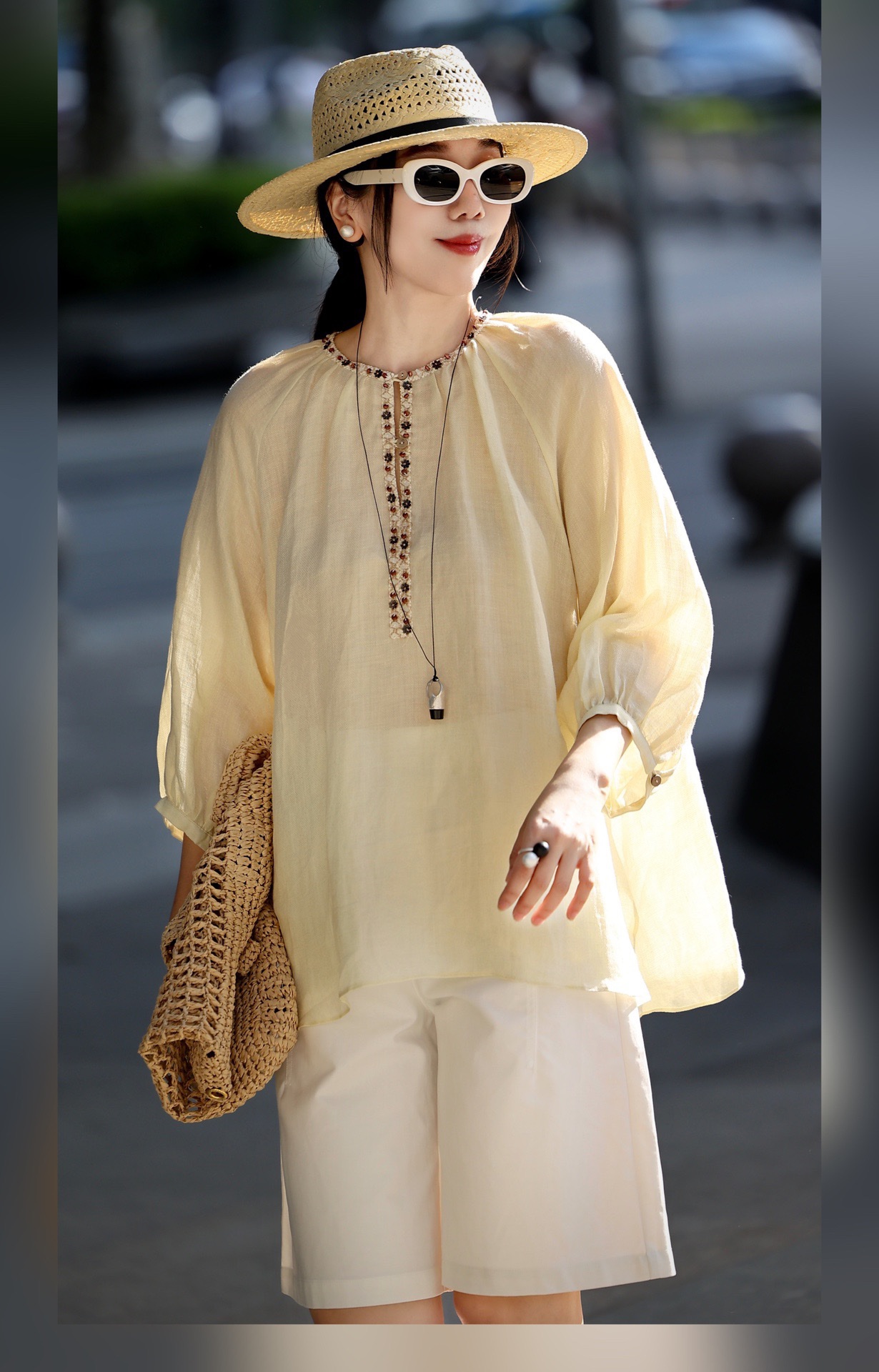 Elegant Linen Top with Embroidered Details | French Resort Style 4 i1747023695 9788 3
