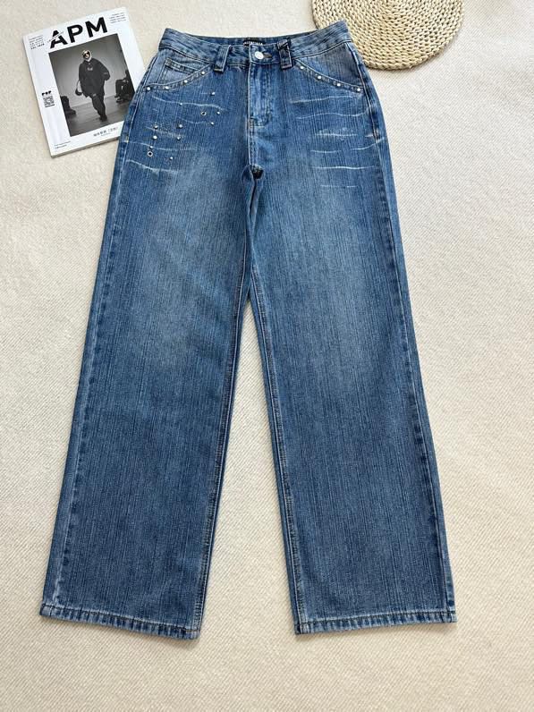 NO:334766,Balenciaga 2025 new summer style striped blue wash willow nail straight pants SML, balenciaga, alexander wang19860909Balenciaga 2025 夏季新款 条纹蓝色洗水柳钉直筒裤 码数SML,,balenciaga,alexander wang,Women's clothing