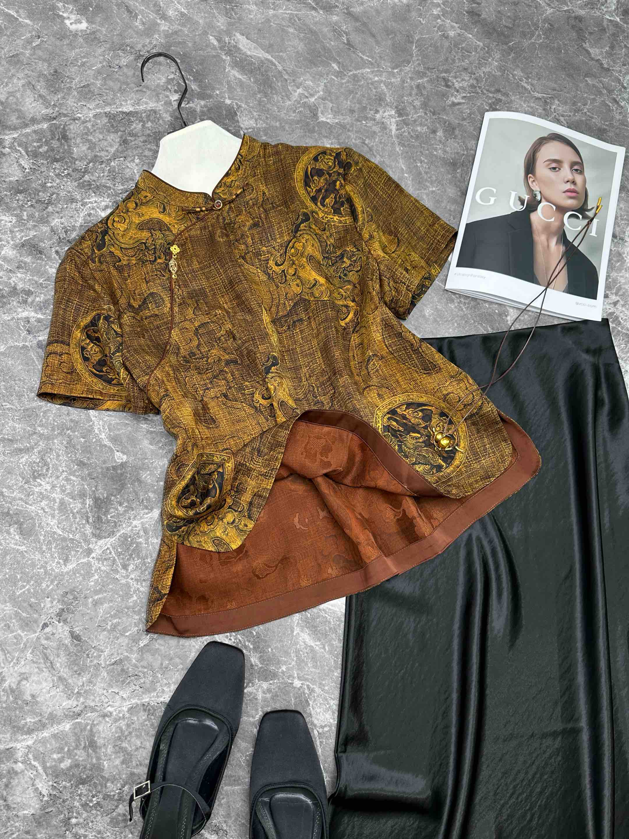 Elegant Dragon Print Silk Blouse, Chinese Style Top for Women, S-XL 5 i1747108204 4348 4