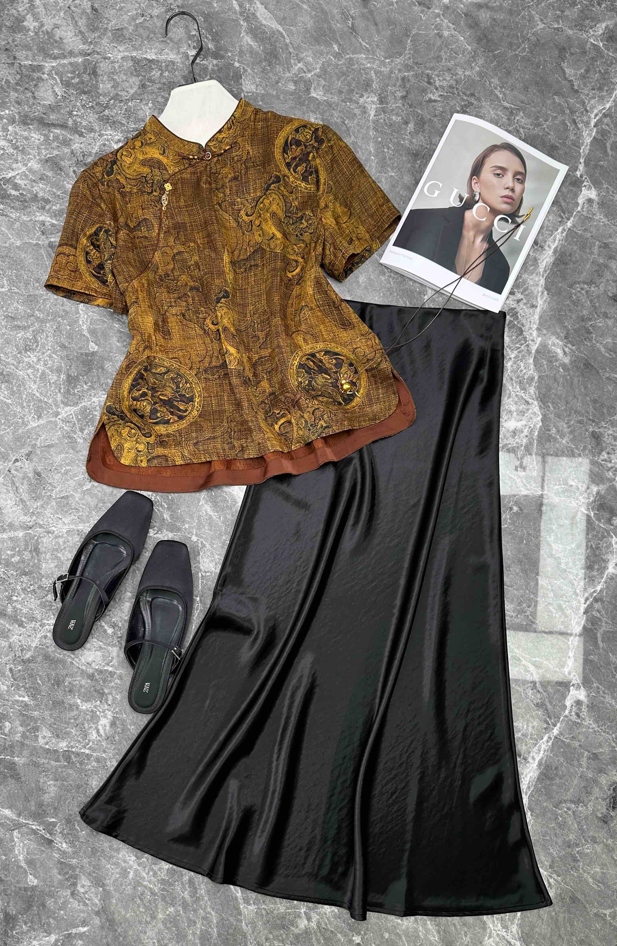 Elegant Dragon Print Silk Blouse, Chinese Style Top for Women, S-XL 2 i1747108204 9810 1