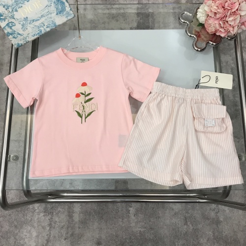 Fendi Kids' Embroidered Floral T-Shirt & Striped Shorts Set 1 Fendi Kids' Embroidered Floral T-Shirt & Striped Shorts Set