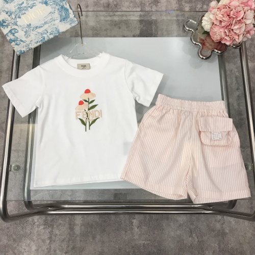 Fendi Kids' Embroidered Floral T-Shirt & Striped Shorts Set - Adorable Style 1 Fendi Kids' Embroidered Floral T-Shirt & Striped Shorts Set - Adorable Style