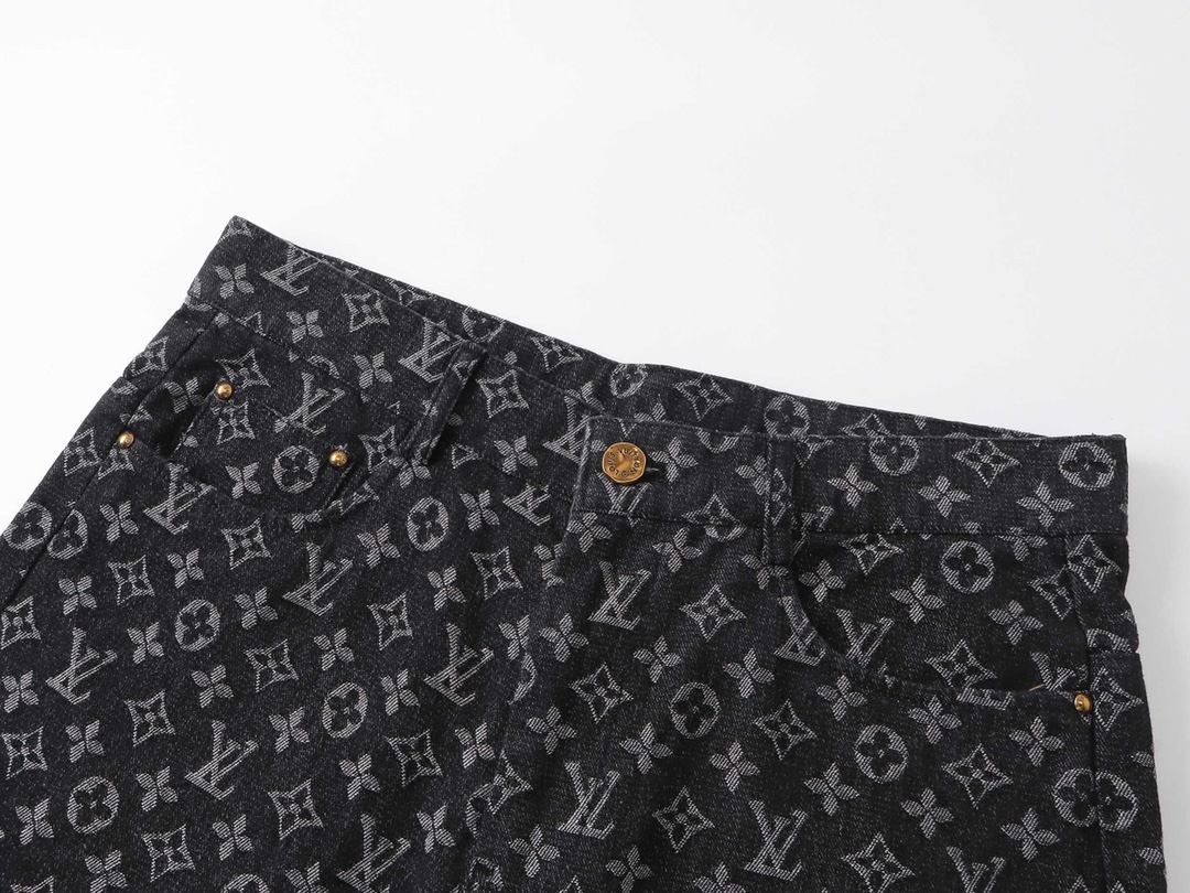 路易威登/Louis Vuitton 夏季新款 老花提花休闲短裤 五分牛仔裤