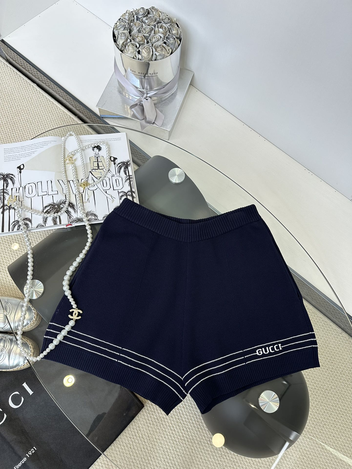 Gucci Women's Navy Blue Zip-Up Jacket & Shorts Set - Sporty Chic Loungewear 8 i1747211076 1946 7