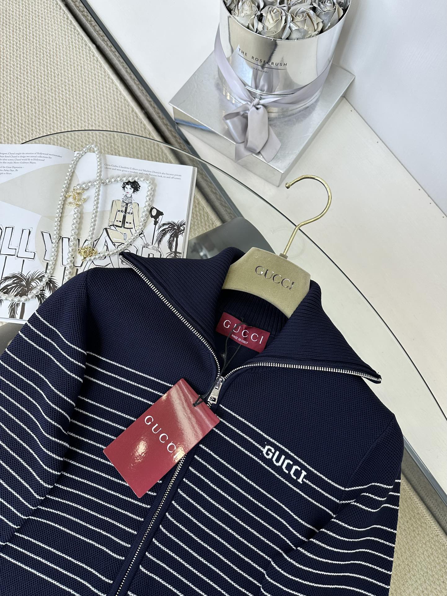 Gucci Women's Navy Blue Zip-Up Jacket & Shorts Set - Sporty Chic Loungewear 6 i1747211076 4377 5