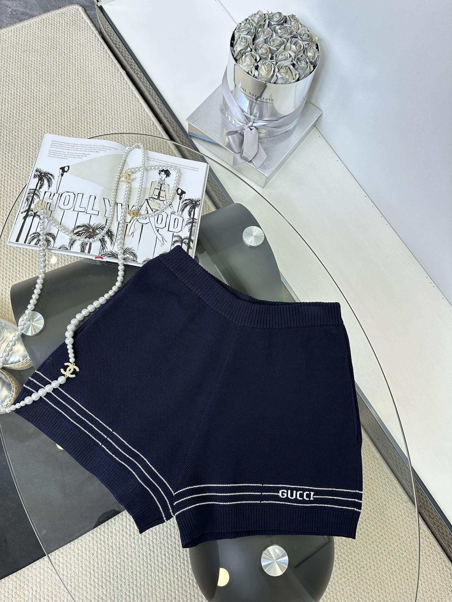 Gucci Women's Navy Blue Zip-Up Jacket & Shorts Set - Sporty Chic Loungewear 9 i1747211076 9409 8