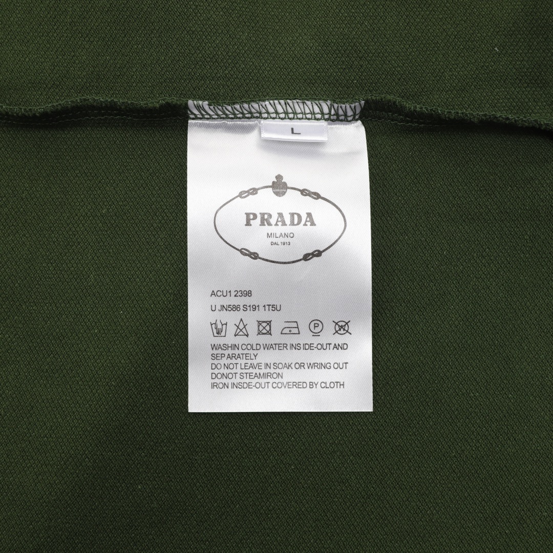 PRADA/普拉达 经典三角标Logo刺绣短袖Polo衫 黑色 白色 绿色