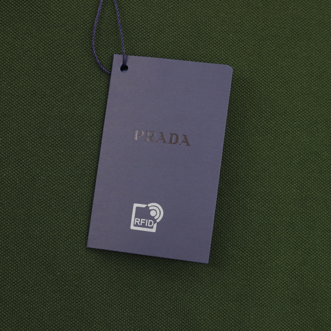 PRADA/普拉达 经典三角标Logo刺绣短袖Polo衫 黑色 白色 绿色