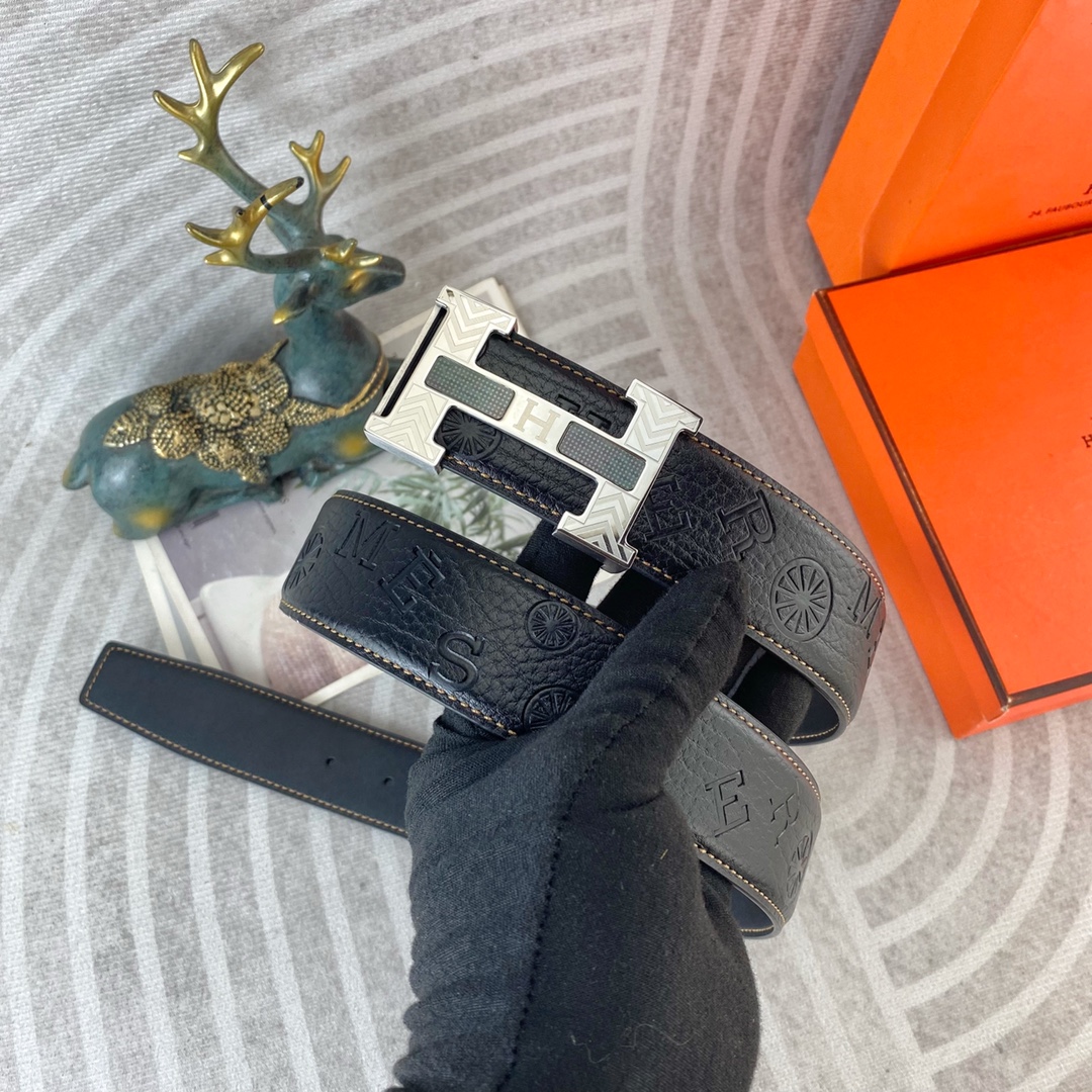 爱马仕💕 特种皮腰带系列 ，原厂五金精品不锈钢扣，手感柔软舒适 宽3.8CM。