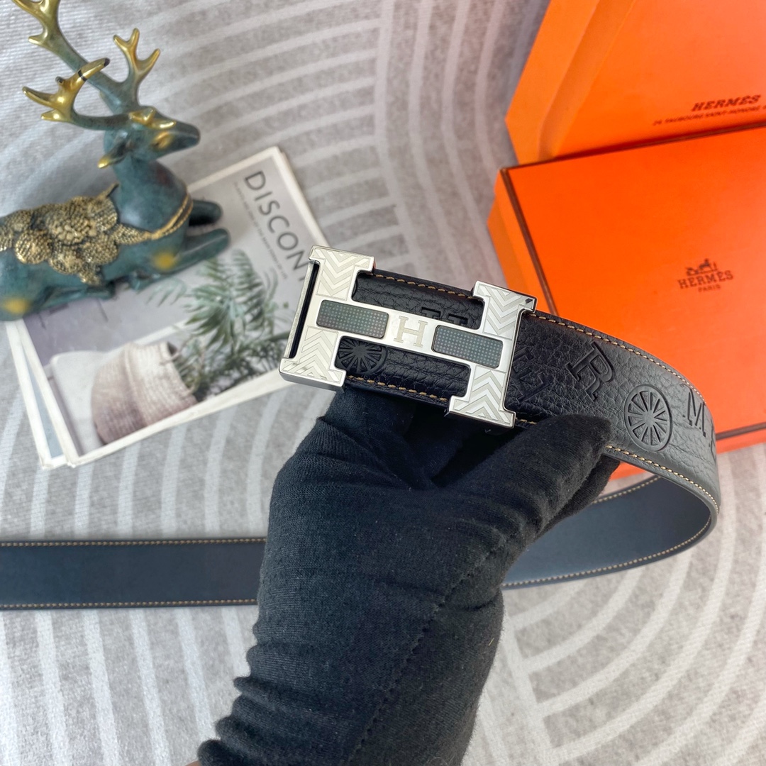 爱马仕💕 特种皮腰带系列 ，原厂五金精品不锈钢扣，手感柔软舒适 宽3.8CM。