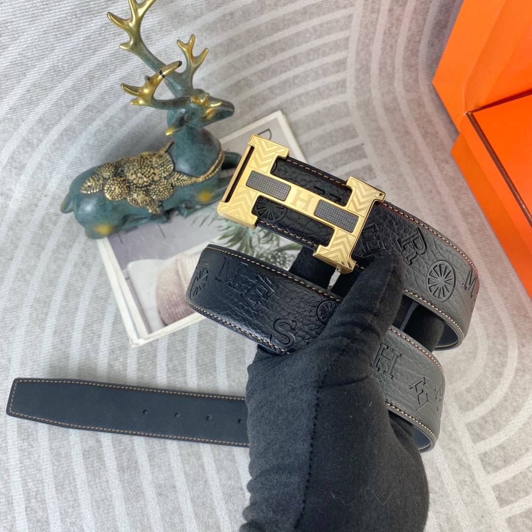 爱马仕💕 特种皮腰带系列 ，原厂五金精品不锈钢扣，手感柔软舒适 宽3.8CM。