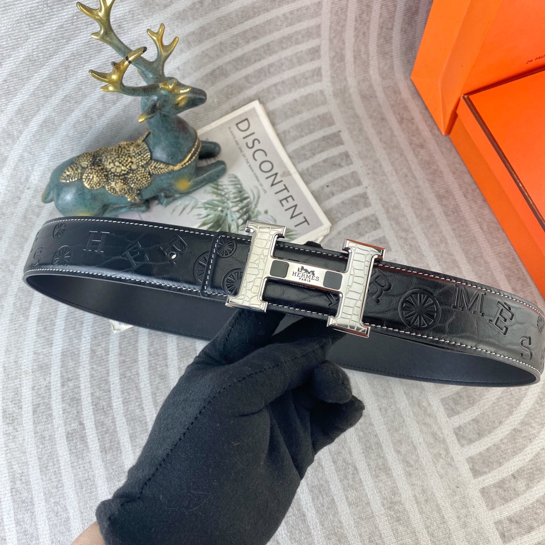 爱马仕💕 特种皮腰带系列 ，原厂五金精品不锈钢扣，手感柔软舒适 宽3.8CM。