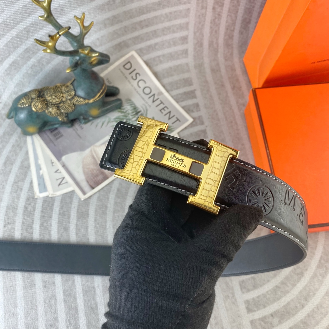 爱马仕💕 特种皮腰带系列 ，原厂五金精品不锈钢扣，手感柔软舒适 宽3.8CM。