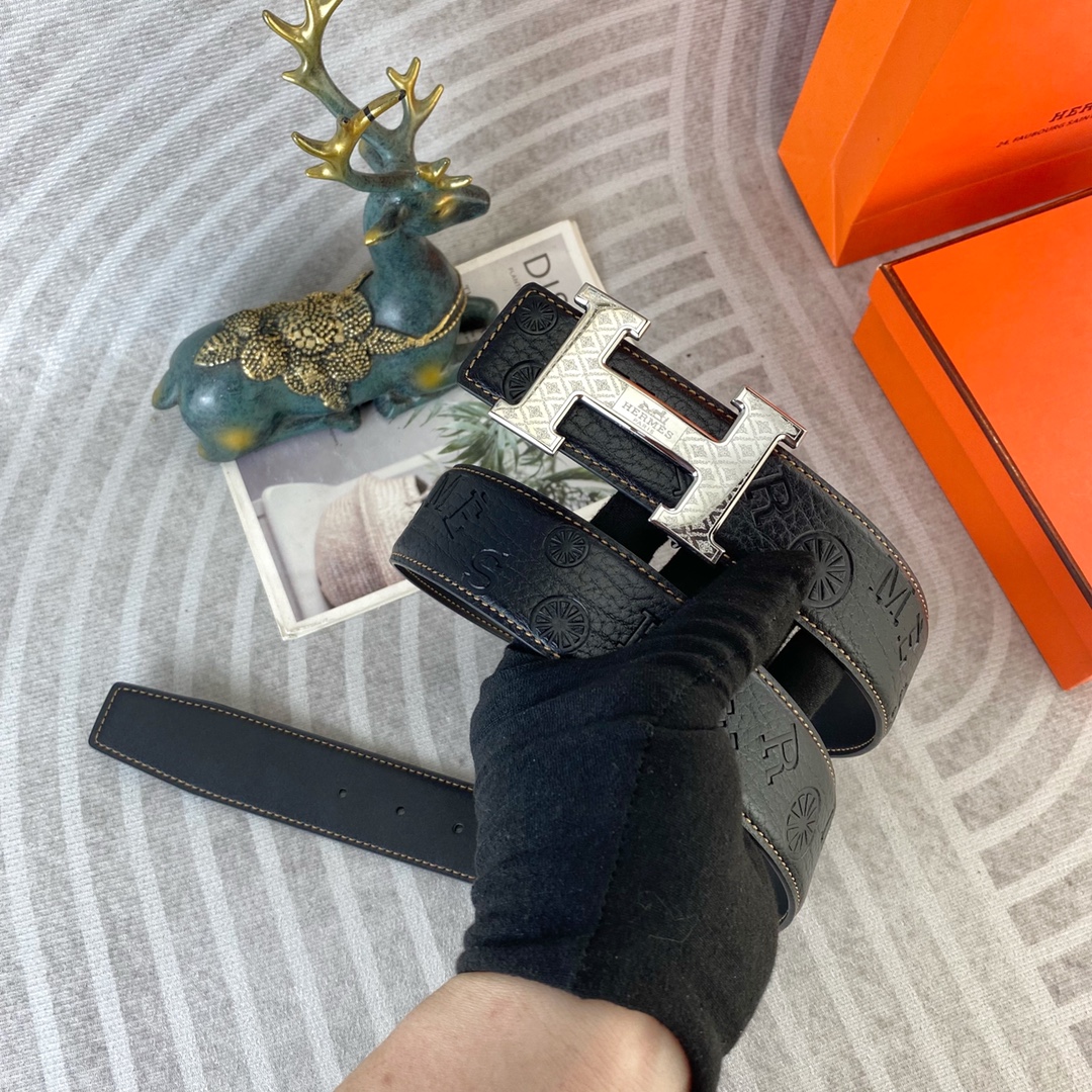 爱马仕💕 特种皮腰带系列 ，原厂五金精品不锈钢扣，手感柔软舒适 宽3.8CM。