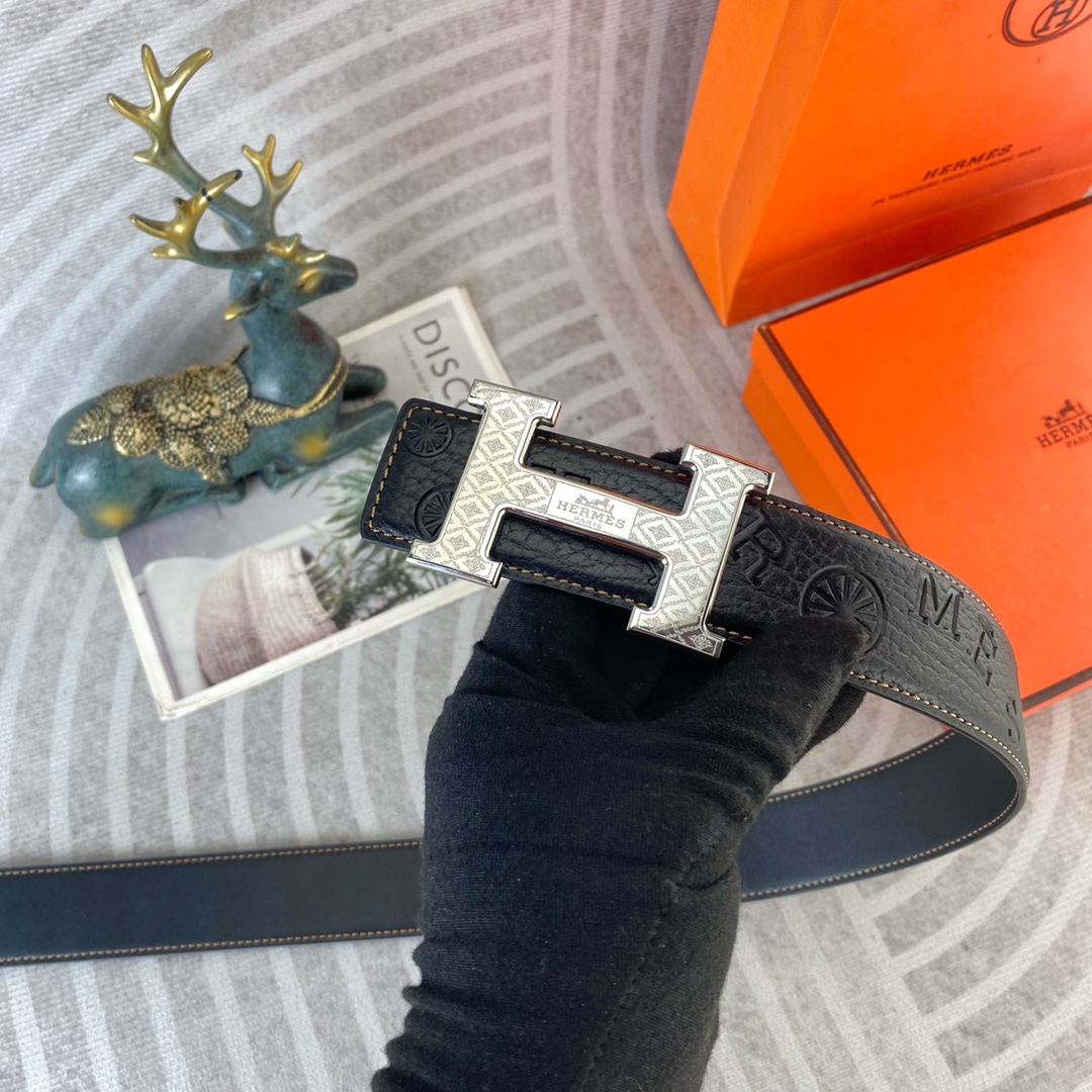 爱马仕💕 特种皮腰带系列 ，原厂五金精品不锈钢扣，手感柔软舒适 宽3.8CM。