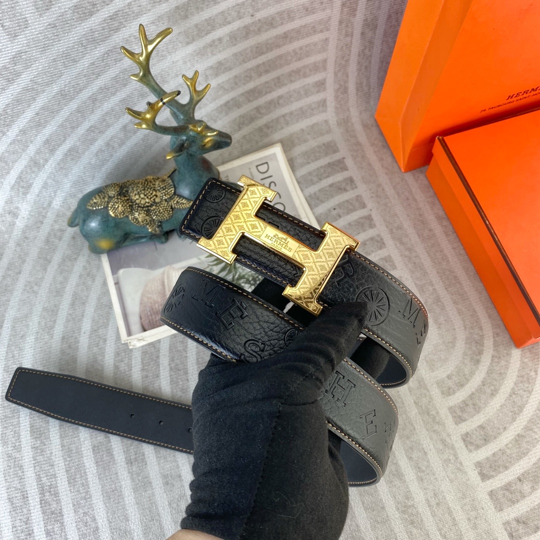 爱马仕💕 特种皮腰带系列 ，原厂五金精品不锈钢扣，手感柔软舒适 宽3.8CM。