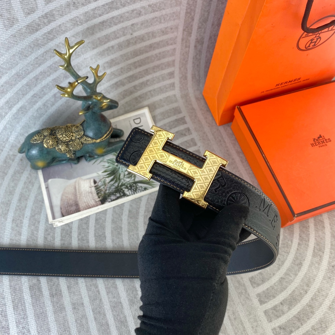 爱马仕💕 特种皮腰带系列 ，原厂五金精品不锈钢扣，手感柔软舒适 宽3.8CM。
