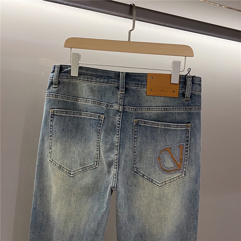 Val*ntino 2025 Indigo Blue Jeans | Island Cotton, Slim Fit Denim Trousers 8 i1747318303 1488 6