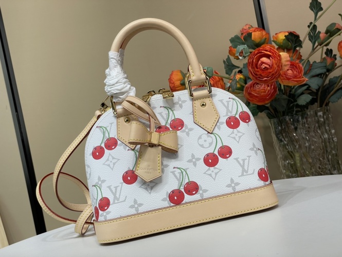 Louis Vuitton x Murakami Alma BB White Monogram Canvas Cherry Handbag 1 Louis Vuitton x Murakami Alma BB White Monogram Canvas Cherry Handbag