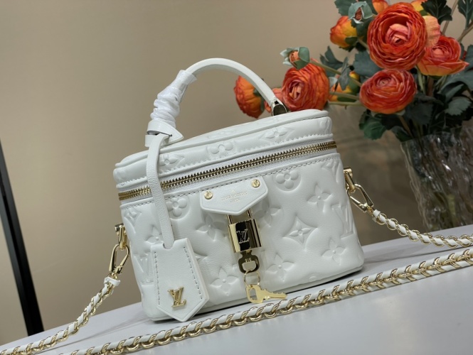 Louis Vuitton Vanity Small Handbag in White Embossed Leather 1 Louis Vuitton Vanity Small Handbag in White Embossed Leather