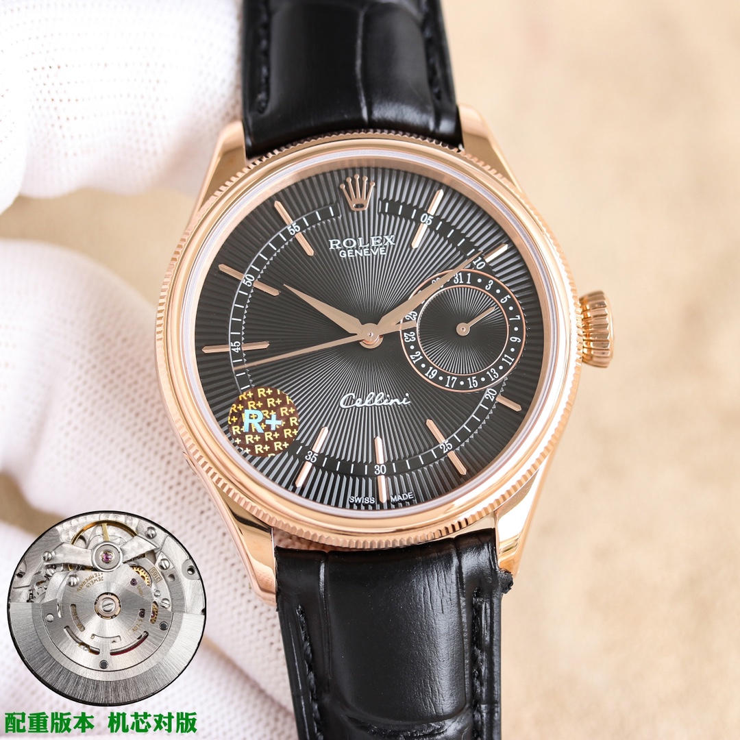 NO:336484,Unified R+ Factory Rolex Celini calendar type is coming!  [Size] 39mm12mm [Movement] is equipped with a customized integrated movement, with a large rod-shaped three-handed needle and a calendar pointer, and the function is the same as the original version!  [Case] ​​316L stainless steel, synchronous original top-grade electroplated platinum and rose gold anti-oxidation protection [Literal] engraving radiation pattern technology, super three-dimensional texture!  [Watch strap + button] Top all-inclusive crafts Italian calfskin strap with original K gold steel stamp folding buckle, cowhide19860909统一 R+ Factory 克配重版 Rolex切利尼日历型强势来袭！【尺寸】39mm12mm【机芯】搭载定制版一体机芯,棒状大三针搭配日历指针,功能同原版一致！【表壳】316L精钢,同步原装顶级电镀白金及玫瑰金抗氧化保护【字面】雕刻放射纹工艺,纹理立体感超强！【表带+扣子】顶级全包边工艺意大利小牛皮表带搭配原版K金钢印折叠扣,,cowhide,Watch
