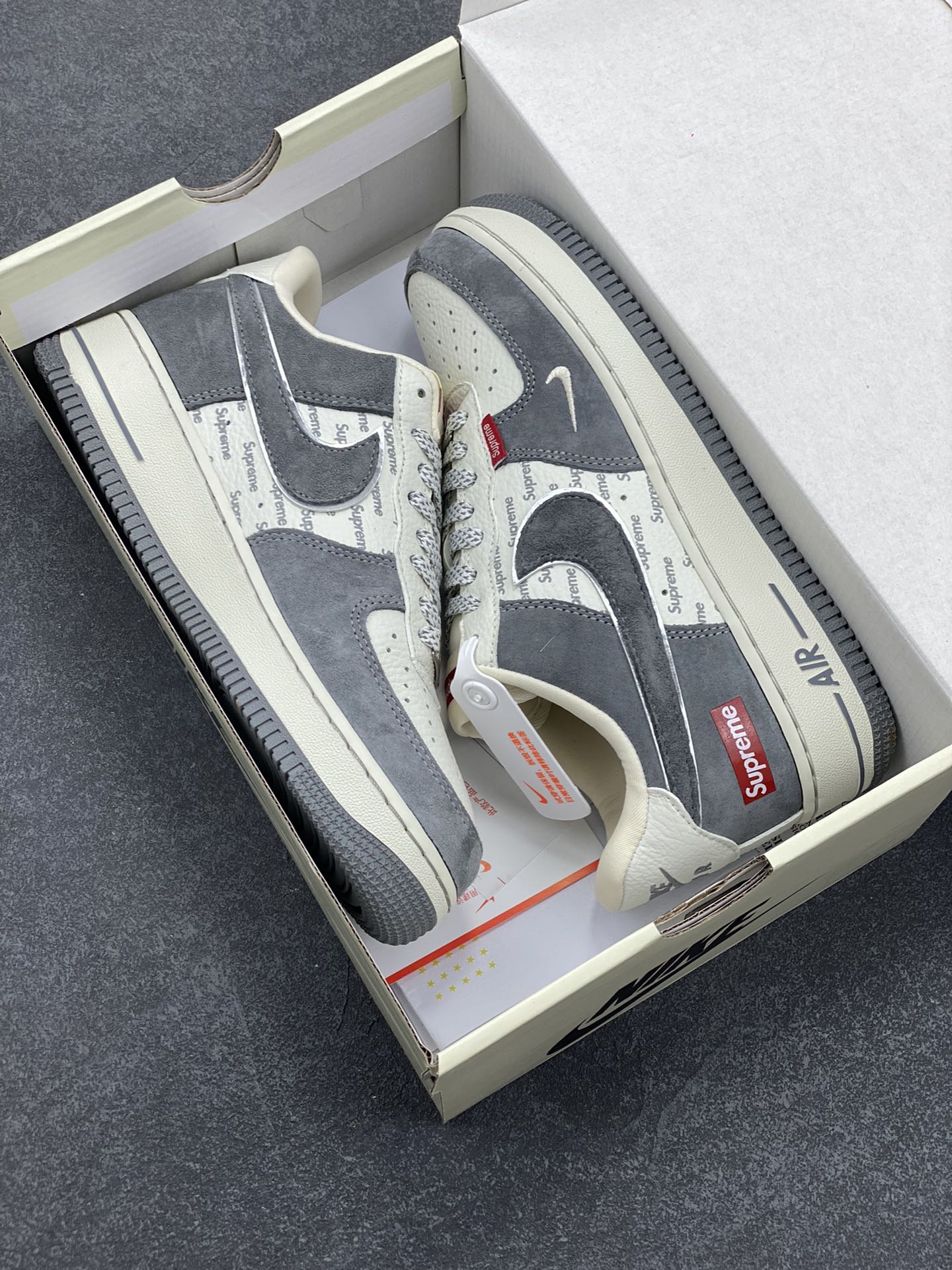 图片[9]-NIke Air Force 1 \’07 Low “Supreme联名——灰蛇鳞”空军一号 低帮 运动鞋 休闲鞋 折边针车 工艺难度大 原楦头原纸板 原装鞋盒 定制五金配件 内置全掌气垫 原厂鞋底 货号：CH6336-510 尺码：36 36.5 37.5 38 38.5 39 40 40.5 41 42 42.5 43 44 44.5 45-选品中心