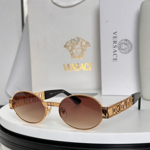 Versace VS2886 Gold Oval Sunglasses with Brown Gradient Lenses 55mm 1 Versace VS2886 Gold Oval Sunglasses with Brown Gradient Lenses 55mm