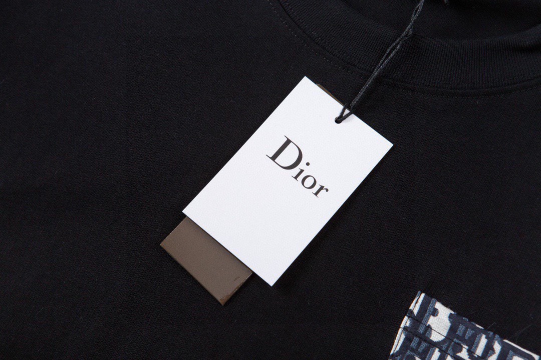 迪奥/Dior 夏季新款老花贴布口袋圆领短袖T恤