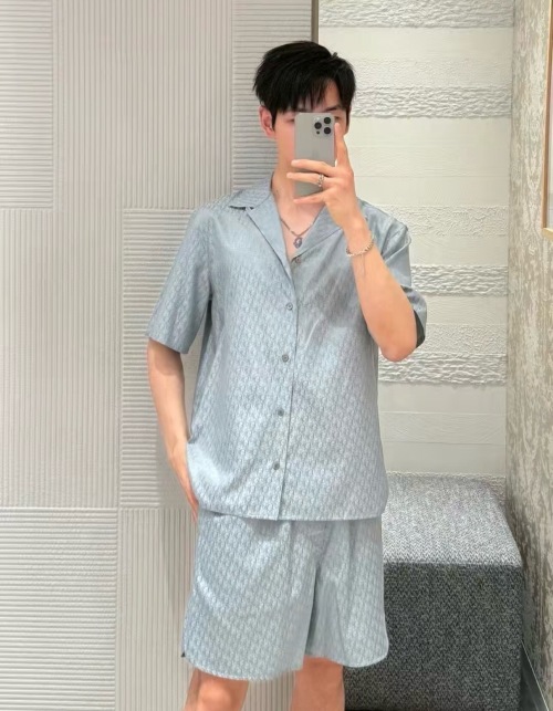 Dior Oblique Silk Shirt Set, Full Logo Print, Lightweight & Breathable 1 Dior Oblique Silk Shirt Set, Full Logo Print, Lightweight & Breathable