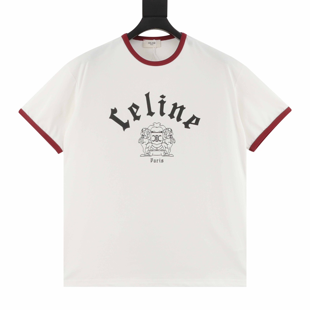 Celine 塞琳 字母logo短袖T恤 三标齐全 采用高端索罗娜布料，前幅采用进口印花图案 手感非常舒服 OS落肩版型，时尚又个性，超级百搭的一款！螺纹领口不松垮 高温固色 通肩拉条工艺。男女同款 Size: XS-L