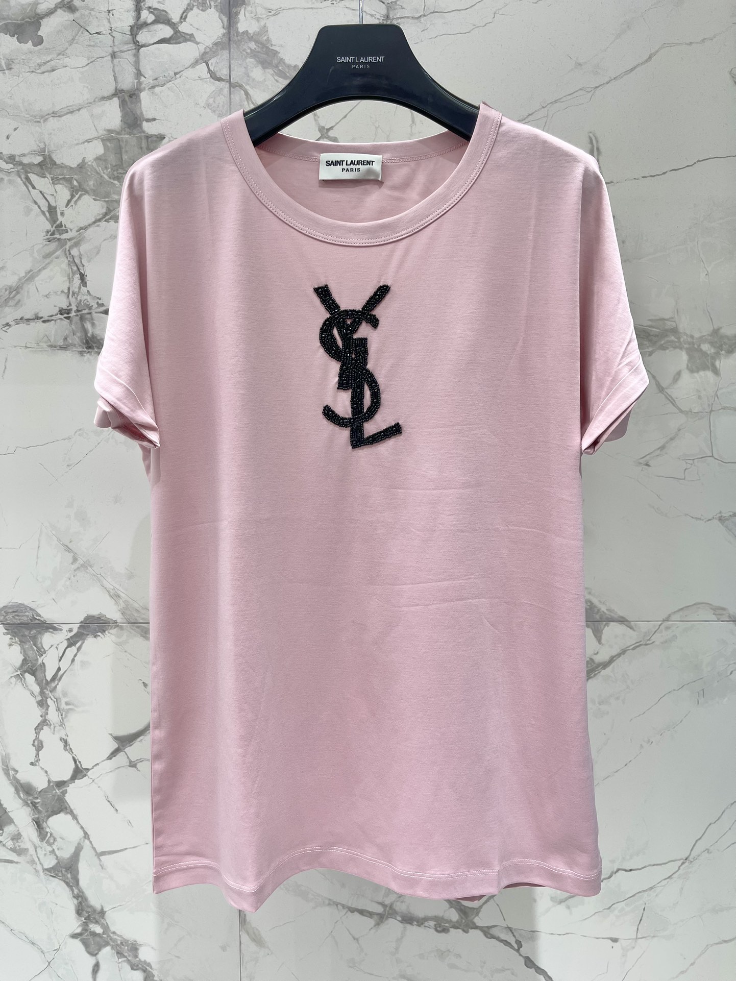 Yves Saint Laurent Beaded Logo Cotton T-Shirt - Stylish & Comfortable 3 i1747562636 8702 1