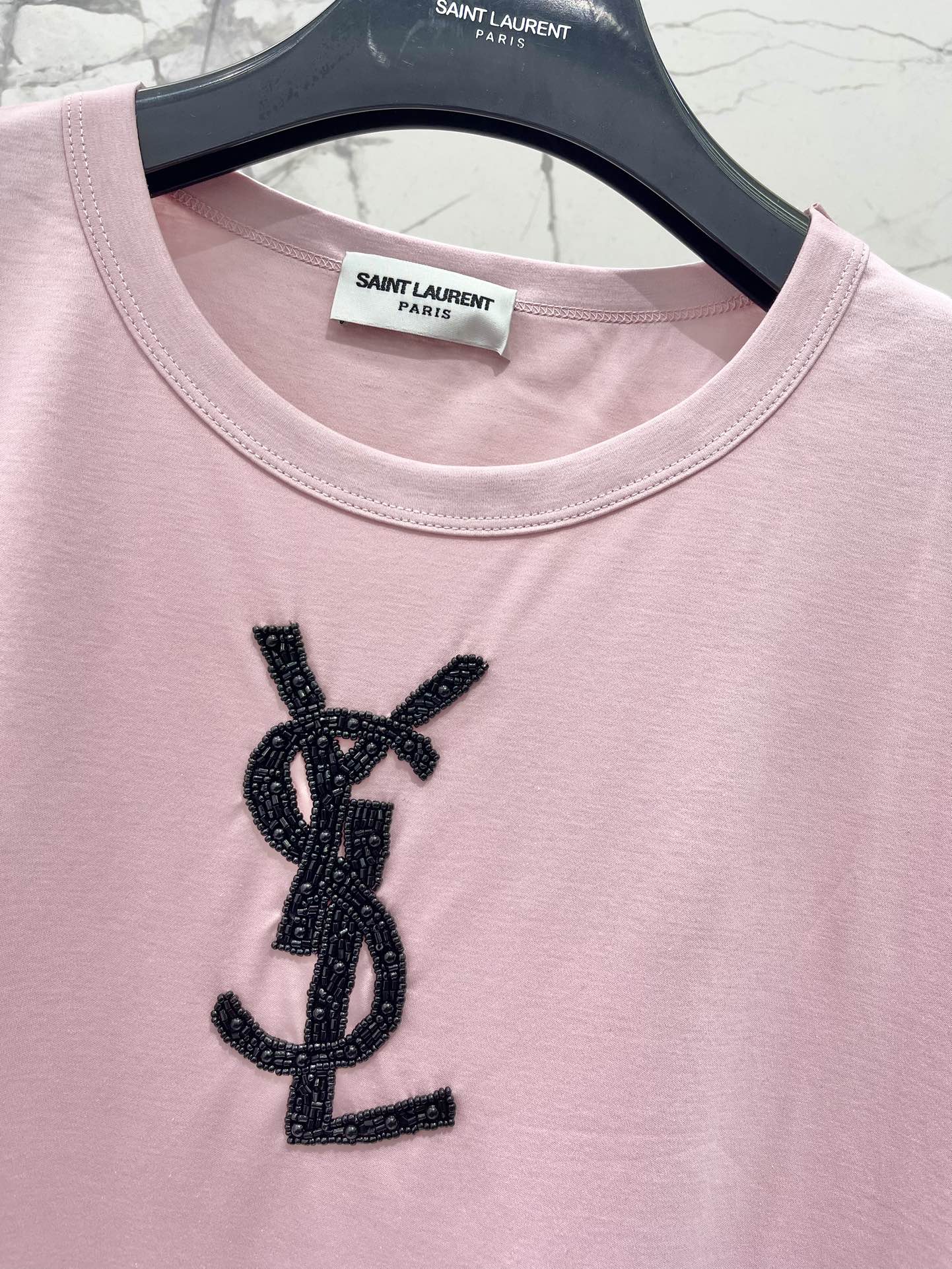 Yves Saint Laurent Beaded Logo Cotton T-Shirt - Stylish & Comfortable 4 i1747562636 9519 2