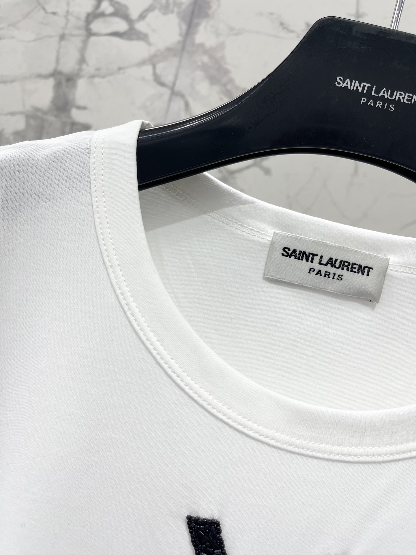 YSL Women's Hand-Embroidered Logo Cotton Short Sleeve T-Shirt 4 i1747562785 9700 2
