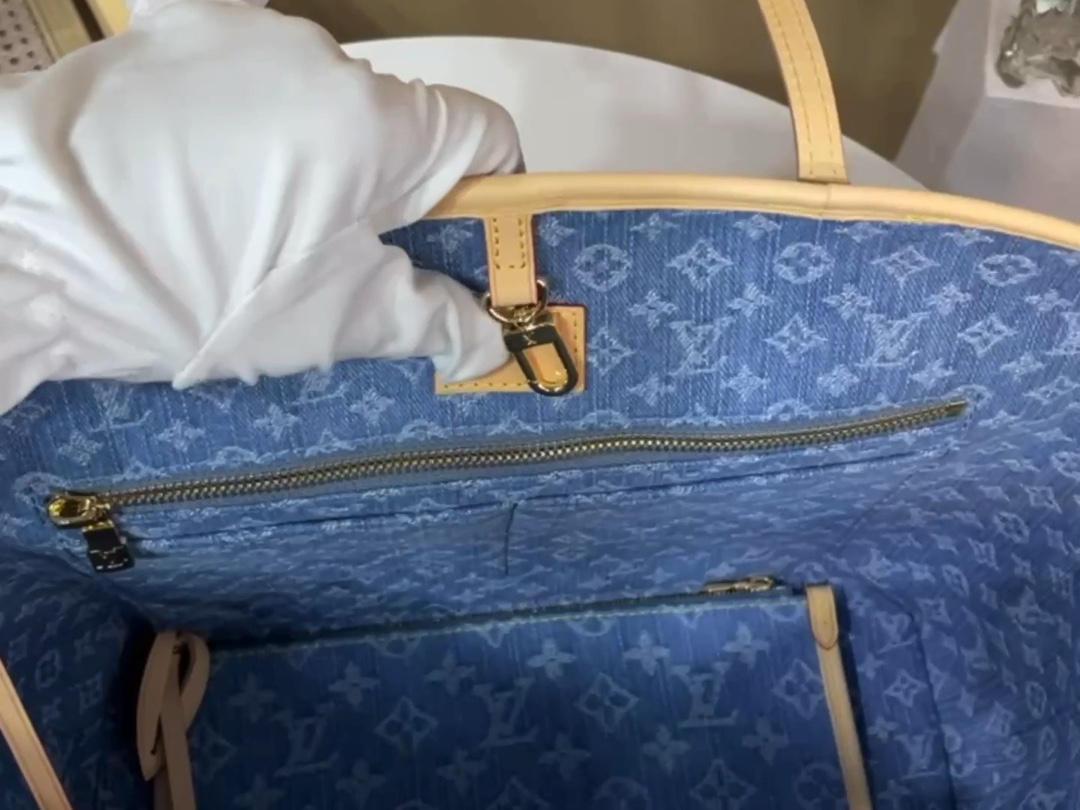 【NEVERFULL 中号手袋】 m13192 蓝色/丹宁牛仔 小视频