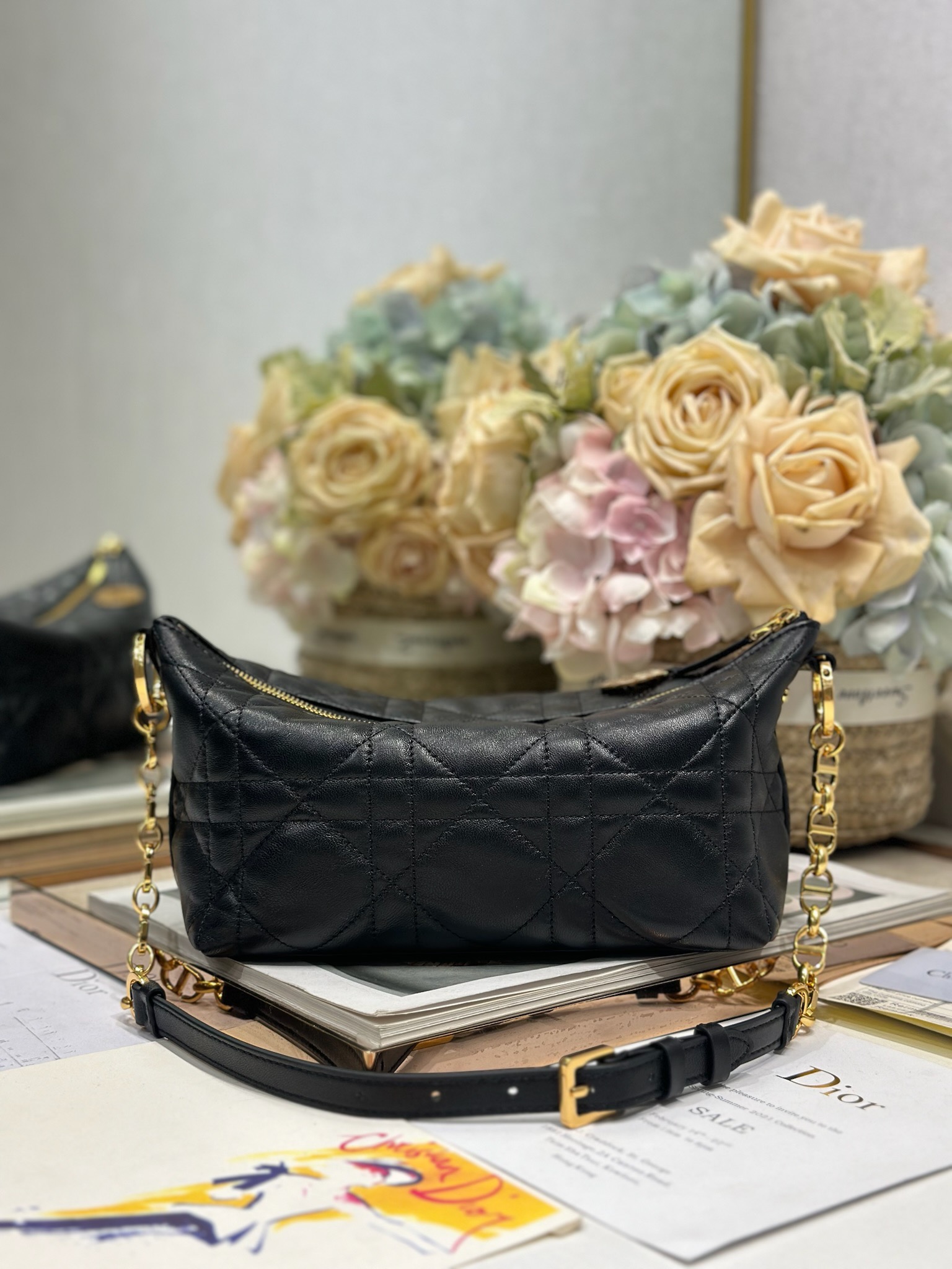 Diorrstar Hobo Chain Bag Black Lambskin, Luxury Handbag, Adjustable Strap 3 i1747635422 6759 3
