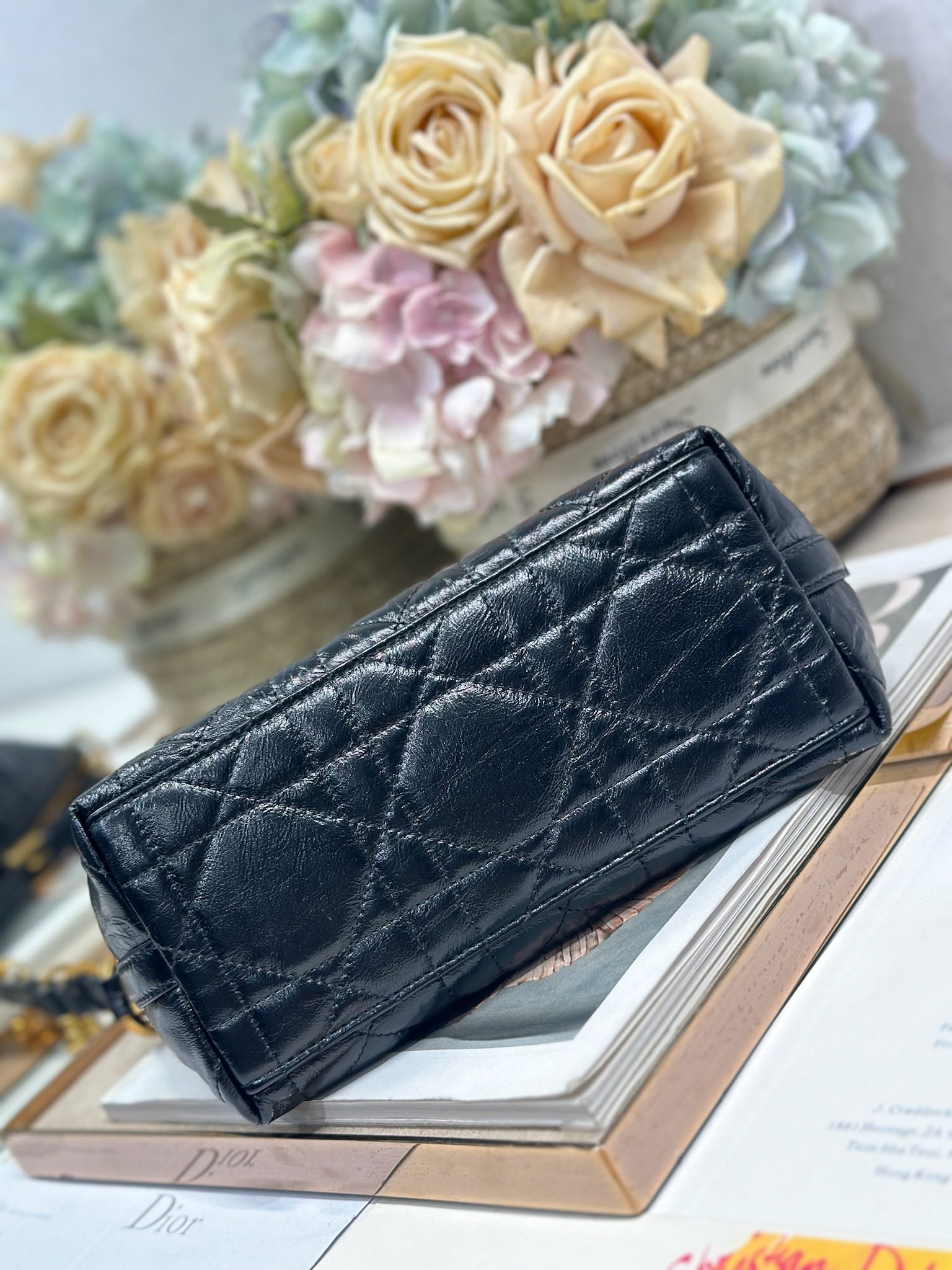 Diorrstar Hobo Chain Bag: Black Waxed Leather, Iconic Cannage Stitching 6 i1747636107 5724 6