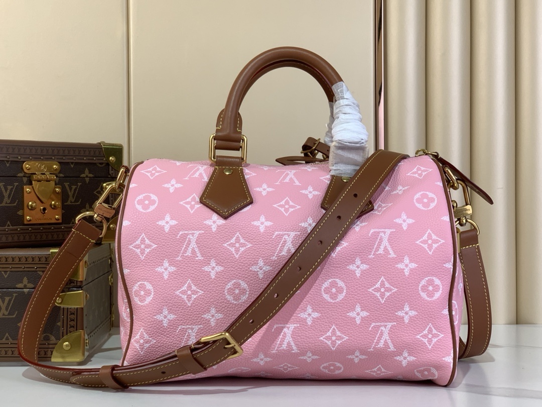 【SPEEDY BANDOULIÈRE30 手袋 】M14064粉色/棕(全皮)本款 Speedy Ba